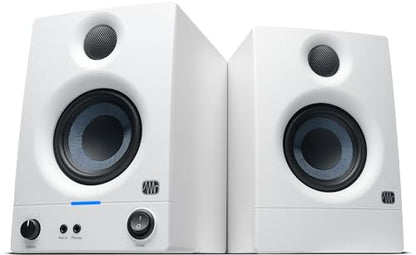 PreSonus Eris 3.5 Studio Monitors (White), Pair — 3.5" Inch Powered Bookshelf Speakers, Stereo, Desktop Computer, Near Field Music Production, Audio Mixing Recording | 50W Class-Ab, 3.5 Woven Woofer, 1 Silk-Dome Tweeter, 80-20khz, Trs and Rca/1/8 Inputs,