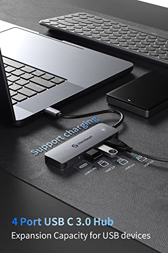 UtechSmart USB Hub, 4-Port USB 3.0 Hub, Ultra-Slim USB Adapter for Laptop, 5Gbps Fast Data Transfer, USB 3.0 Splitter for Dell, HP, MacBook (Grey) - color: Grey