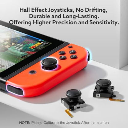 TMR Hall Effect Joystick Replacement for Switch JoyCon (4-Pack) | Precision TMR Technology, Anti-Drift Performance, Low Power Design, for Switch/OLED/Lite JoyCon, 32-in-1 Repair Kit - color: Black 2 pairs