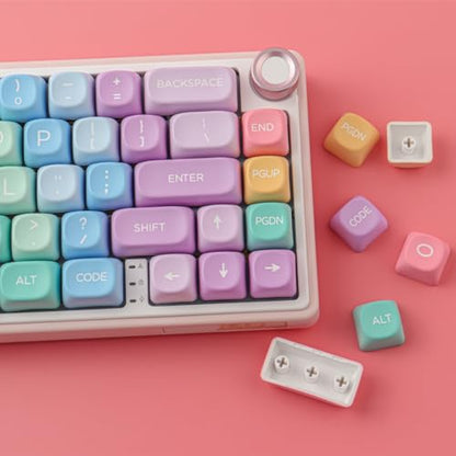 Tsungup MOA Profile Keycaps,PBT Cute Rainbow Candy Keycaps 126 Keys Dye-Sublimation Custom Keycap Set with Keycap Puller for Cherry Gateron MX Swithes Mechanical Keyboards - color: Rainbow Candy