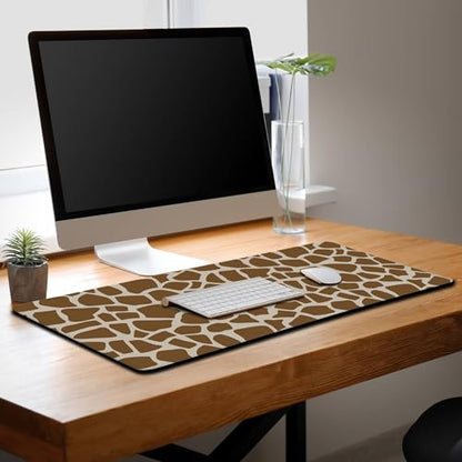 Office Desk Mat Yellow, Large Mouse Pads Gaming, Waterproof Non-Slip Rubber Base, 35.4" X 15.7" for Work/Game/Office/Home Cartoon Spots Fur Animal Africa - color: Giraffe Skin