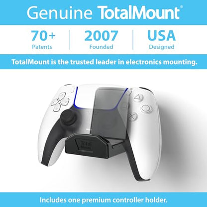 TotalMount Controller Wall Mount – Removable Adhesive – Non-Slip (1 Pack) | Designed in USA: For PS5, Xbox, and Nintendo Controllers – Stand Won’t Damage Your Wall With Screws or Permanent Adhesive - color: Premium Black – One Pack