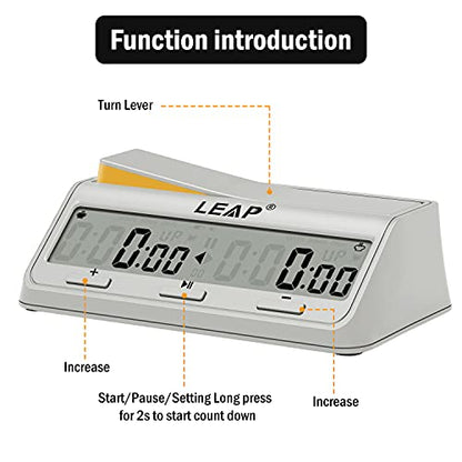 Chess Clock Digital Chess Timer Advanced for Board Game and Chess Timer with Large Screen Bonus & Delay Count Down up Alarm Milk Wihite - color: Milk White