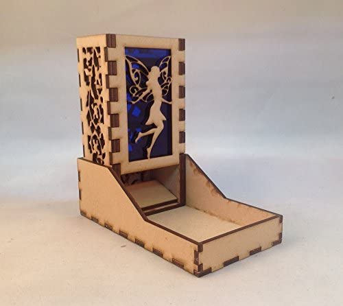Fairy Mini Dice Tower v1 Dark Blue Acrylic Window Laser Cut MDF Unique Fast Shipping