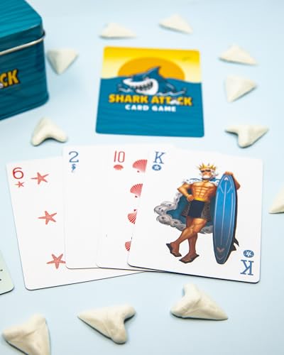 Shark Attack Card Game | Beach Game and Pool Game for the Whole Family | Screen for All Ages Adults and Grandparents | Perfect for Vacation, Lake Cabins and Beach Houses
