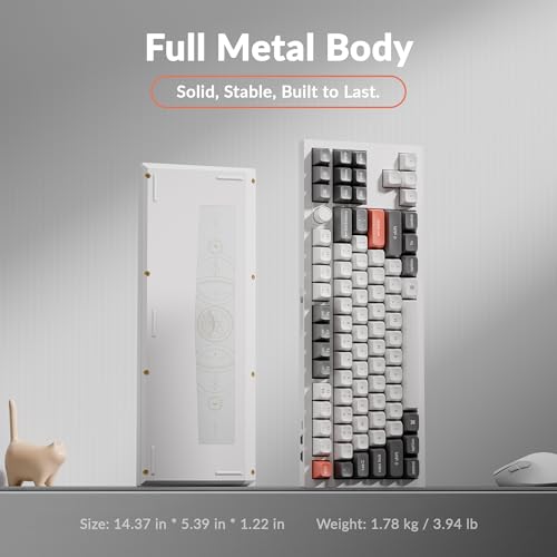 Keychron Q3 Ultra Wireless Mechanical Keyboard 8KHz Polling Rate, TKL 2.4G/Bluetooth 5.3/Wired Up to 660 Hours Long Battery Life, Hot-Swappable Aluminum RGB Gaming ZMK for Mac/Windows/Linux-White