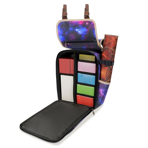ENHANCE Designer Edition Compact MTG Backpack with Customizable Interior Fits Magic the Gathering, Lorcana & more - Accessory Pocket for Dice Bags, Booster Packs, Tag Trackers, Playmat Pocket (Galaxy) - color: Galaxy