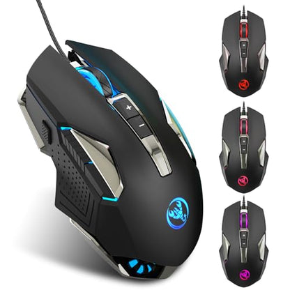 Wired Gaming Mouse with ro Programming Ergonomic Design for Gamers and Office Workers 4 Gear Adjustable DPI Colorful Lighting Effects 8 Programmable Keys