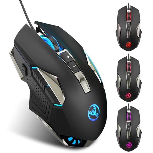 Wired Gaming Mouse with ro Programming Ergonomic Design for Gamers and Office Workers 4 Gear Adjustable DPI Colorful Lighting Effects 8 Programmable Keys