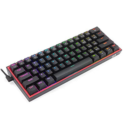Redragon K617 Fizz 60% Wired RGB Gaming Keyboard, 61 Keys Hot-Swap Compact Mechanical Keyboard w/ 16.8M RGB Backlight, Red Inner Design, Programmable Linear Red Switch, Pro Software - color: Black (Red Inner)