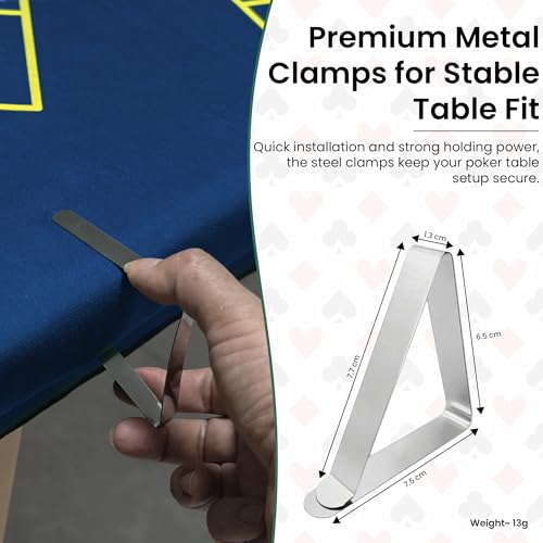 2-in-1 Casino Night Poker Mat, 36"x72" Double-Sided Texas Hold'em & Blackjack Felt Table Cover, Non-Slip Steel Clamps Included, Perfect for Game Night, Home & Casino Parties - color: Blue