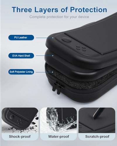 Carrying Case with Tempered Glass Screen Protector for Nintendo Switch 2, 10 Game Cartridges and Large Capacity for Accessories, Portable Hard Shell Handheld Travel Protective Pouch