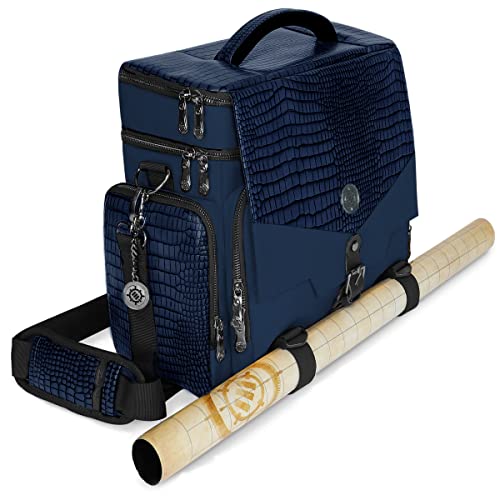 ENHANCE Travel Bag for DND Collector's Edition, Bag Compatible with Dungeons and Dragons, Battle Mat Holder, Dice Pockets and Accessories, Carry 4-8 Books (Blue Dragon) - color: Dragon Blue
