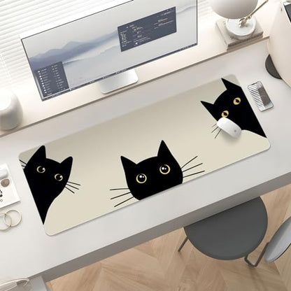 Mousepad Desk Mat Gaming Large Keyboard Cute Office Desktop Computer Laptop Cat XXL Long Giant Big Kawaii Aesthetic Girly Pretty Design Women Girl Gamer Oversized Wide 30x12'' Mousepad - color: Three Cat