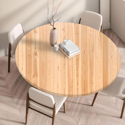Waterproof Tablecloth Elastic Edged Tablecloth Wipeable Table Cloth Table Cover for Outdoor, Patio, Kitchen and Dining Room 23" Inch Round Tight Fit Wood - color: Wood, size: 23" Inch Round Tight Fit