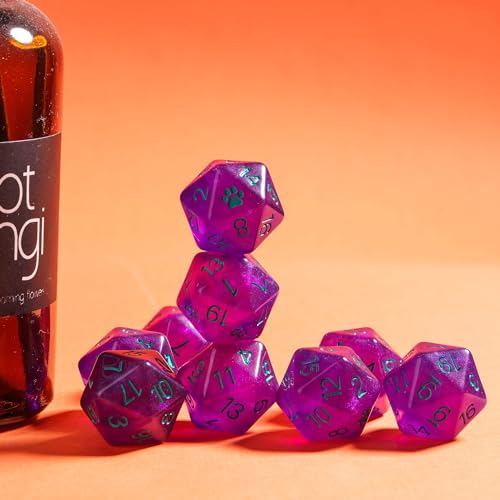 10 Pieces Purple D20 Dice, Set of 10, 20 Sided Dice D20 for DND RPG Tabletop Game - color: 10pcs D20 Purple