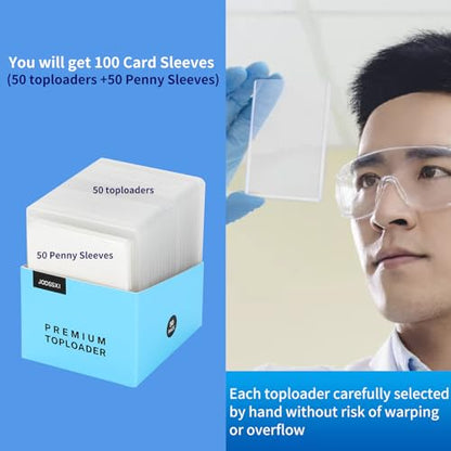 3" X 4" Top Loaders for Cards, 50 Pcs/Bag | Double-Sided Removable Protective Films, Hard Plastic Card Sleeves, Slightly Flexible, Easy Take in and Take Out - size: W50 PACK