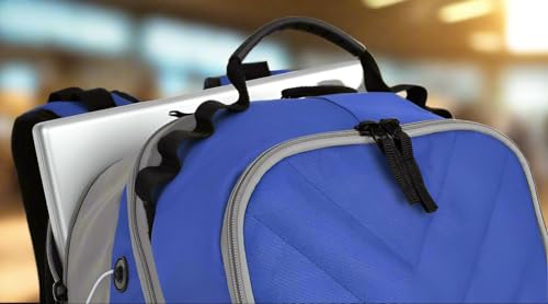 Broad Bay Boise State Backpack | Official BSU Broncos Logo, Padded Laptop Computer Section, Premium 600 Denier Nylon Fabric, - color: Blue & Gray