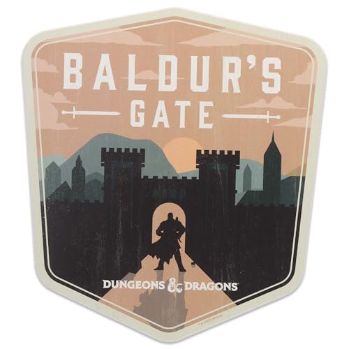 Open Road Brands Hasbro Dungeons and Dragons Baldur’s Gate Wood Wall Decor | Epic D&D Sign for Game Room or Bedroom - color: Beige