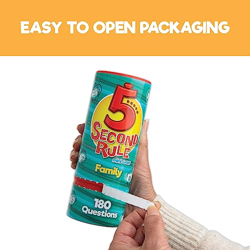 5 Second Rule Family Edition (Mini Tube) - Simple Question Card Game for Family Fun, Party, Kids, Travel, Game Night & Sleepovers - Think Fast and Shout Out Answers - Ages 8+ - style: Mini Family