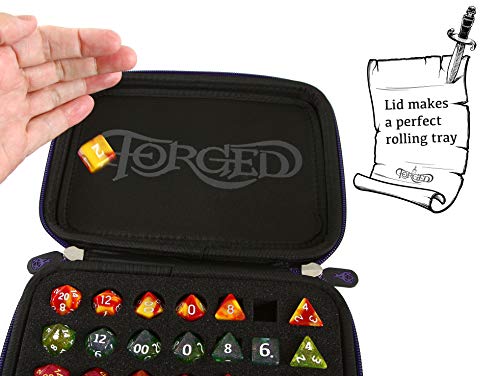 Forged Dice Co. Dicemaster's Display & Storage Box - Holds 35 Metal or Plastic Polyhedral Dice / 5 Sets - color: Gray Zipper