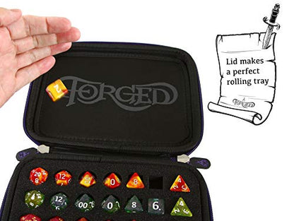 Forged Dice Co. Dicemaster's Display & Storage Box - Holds 35 Metal or Plastic Polyhedral Dice / 5 Sets - color: Gray Zipper