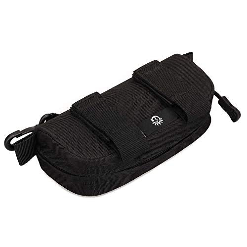 HUNTVP Tactical Eyeglasses Hard Case Molle Zipper Sunglasses Carrying Case Nylon with Clip - color: Black