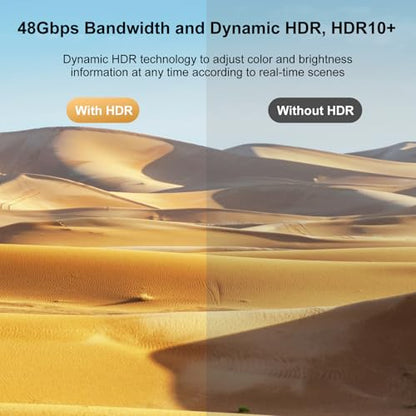 8K HDMI 2.1 Cables 15 FT 5-Pack, In-Wall CL3 Rated, 48Gbps, Support 8K@60Hz, 4K@120Hz, HDR10+, eARC, SBTM, VRR, QFT, ALLM, 3D, HDCP 2.3 for TV, Monitor, PC, Laptop, PS5, Xbox, Projector, Soundbar - size: 15 FT
