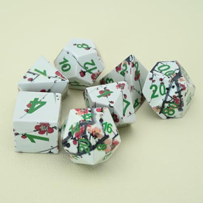 7-Piece Resin Polyhedral Dice Set with Chinese Ink Painting Plum Blossom Design for Tabletop RPG Games(Ink Painting Plum) - style: Ink Painting Plum