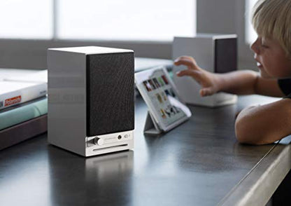 Audioengine A2 HD (HD3) Wireless Computer Speakers – Bluetooth Desktop | Speakers with DAC, Headphone Amplifier and USB Audio - White - color: Gloss White, style: HD
