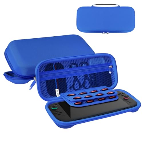 RAVEtone Travel Carrying Case Compatible with Nintendo Switch 2 Model 2025, Large Capacity Premium EVA Portable Hard Shell Pouch Waterproof Game Bag with 32 Game Cartridge Accessories (Blue) - color: Blue, style: Large