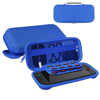 RAVEtone Travel Carrying Case Compatible with Nintendo Switch 2 Model 2025, Large Capacity Premium EVA Portable Hard Shell Pouch Waterproof Game Bag with 32 Game Cartridge Accessories (Blue) - color: Blue, style: Large