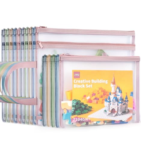 15 Pack Colored Mesh Zipper Pouch Bags Double-layer Pencil Pouch 3+ | 10 A4+5A5 Puzzle Building Block Sets Toy Storage Bags For Travel Board Game Cosmetics Office Home Classroom Organization