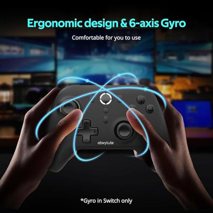 abxylute C6 Wireless PC Controller, Bluetooth Game Controller -1000Hz Polling Rate- Hall Effect Joystick for Windows PC, Switch 1&2, Steam Deck, Android TV/Mobile, iOS, MAC &Tesla Vibration Turbo Lightweight - color: Black