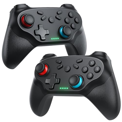 Nonbliep 2 Pack Wireless Controller for Nintendo Switch 2/1 Lite/OLED and PC, with Bluetooth, Turbo, Gyro Axis, Dual Vibration, and Screenshot, Compatible with Steam and Switch 2/1 - color: Black