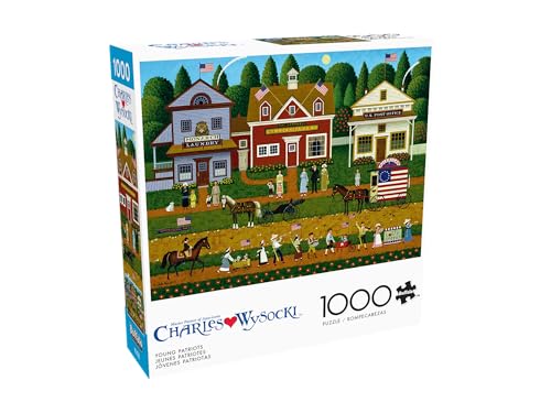 Buffalo Games - Charles Wysocki Young Patriots - 1000 Piece Jigsaw Puzzle | Art by Charles Wysocki, Frameable Art, Made in USA, Recycled Board, Includes Poster, Challenging, intermediate to expert - color: Young Patriots