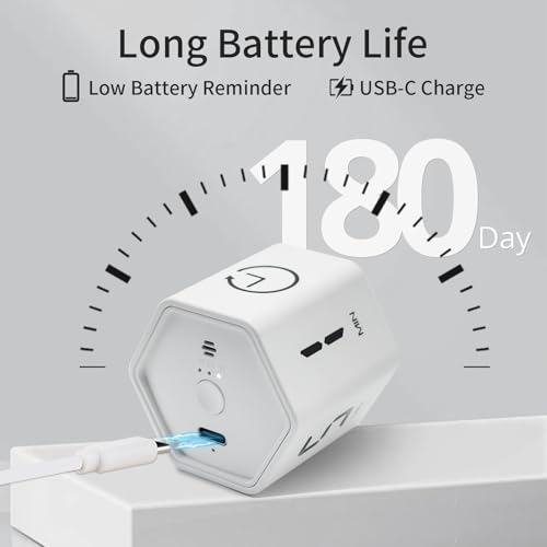 Productivity Timer Flip Gravity Sensor Cube Timer Countdown & Countup,Mute & Vibrate & Sound，5/10/30/60min & Custom Timing, Perfect for ADHD,Work,Learning,Kitchen Cooking (2, White Hexagon) - color: White*2 Hexagon
