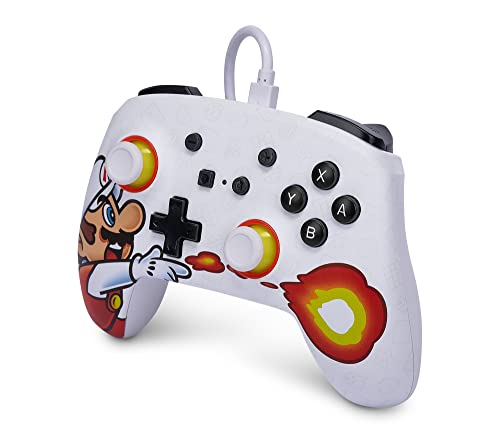PowerA Enhanced Wired Controller for Nintendo Switch - Fireball Mario, Gamepad, game controller, wired controller, officially licensed - color: Fireball Mario