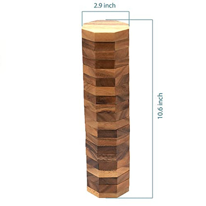 BSIRI Octa Tumbling Tower Game - Wooden Stacking Game, Outdoor Games for Adults and Family, Ideal for Game Night, Home Decor for Living Room, Classroom, Office - style: Octa Tumbling Game