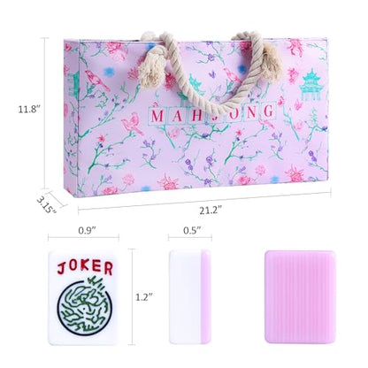 TIASUSAN American Mahjong Tile Set, 166 Pink Tiles, Bag and Mahjong Accessories, 4 All-in-One Rack/Pushers, Mahjong Set Complete - color: Pink