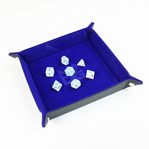 FanRoll Fold Up Velvet Dice Tray w/PU Leather Backing: Blue, Role Playing Game Dice Accessories for Dungeons and Dragons - color: Blue