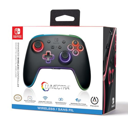 PowerA Enhanced Wireless Nintendo Switch and Switch 2 Controller with Lumectra, gaming controller, Officially licensed - style: Multi-Zone RGB Lighting