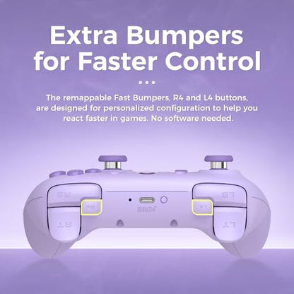 AKNES 8Bitdo Ultimate 2C Wireless 2.4G Controller for Windows PC and Android, Gamepad with Hall Effect Joysticks and Hall Triggers, 1000Hz Polling Rate, Remappable L4/R4 Bumpers - Purple | Gamepad with Hall Effect Joysticks and Hall Triggers, 1000Hz Polli