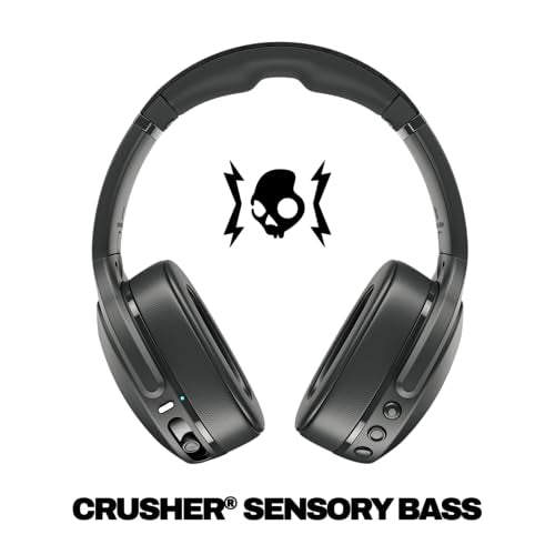Skullcandy Crusher Evo Wireless Bluetooth Headphones with Multi-Sensory Bass, Noise Isolating Over-Ear Fit, Up to 40 Hours Battery, Microphone for iPhone Android - True Black - color: True Black