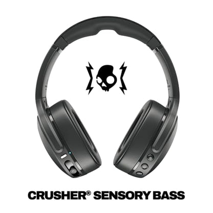 Skullcandy Crusher Evo Wireless Bluetooth Headphones with Multi-Sensory Bass, Noise Isolating Over-Ear Fit, Up to 40 Hours Battery, Microphone for iPhone Android - True Black - color: True Black