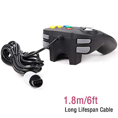 KIWITATA N64 Mini Controller, Retro N64 Wired Bit Game Pad Upgraded Joystick Remote Controller for Classic N64 Console (Black) - color: black