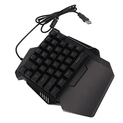 One Handed Gaming Keyboard, 35 Keys RGB Backlit Ergonomic Keyboard with Wrist Rest, USB Wired Silent Mini Gaming Keypad for PC, Seven Color Backlight Professional One - Handed RGB
