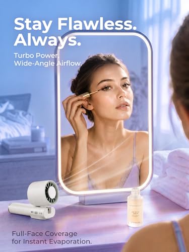 Portable Handheld Turbo Fan with Cooling Plate, 1-199 Speeds, LED Display | 4000mAh USB-C rechargeable battery, 15000 RPM motor, neck and desk modes for travel, office and camping - color: white