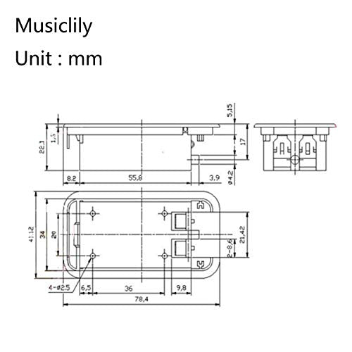 Musiclily Pro 9-Volt Battery Box Case Compartment for Active Guitar Bass - color: Style B