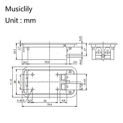 Musiclily Pro 9-Volt Battery Box Case Compartment for Active Guitar Bass - color: Style B